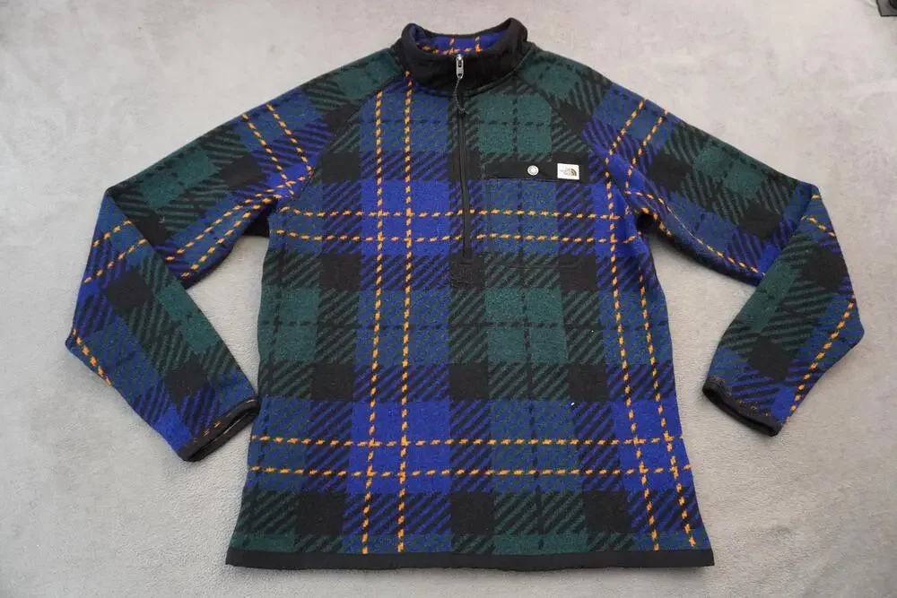 THE NORTH FACE Gordon Lyons Pullover Mens Large Blue Green EUC Thermal 1/4 Zip